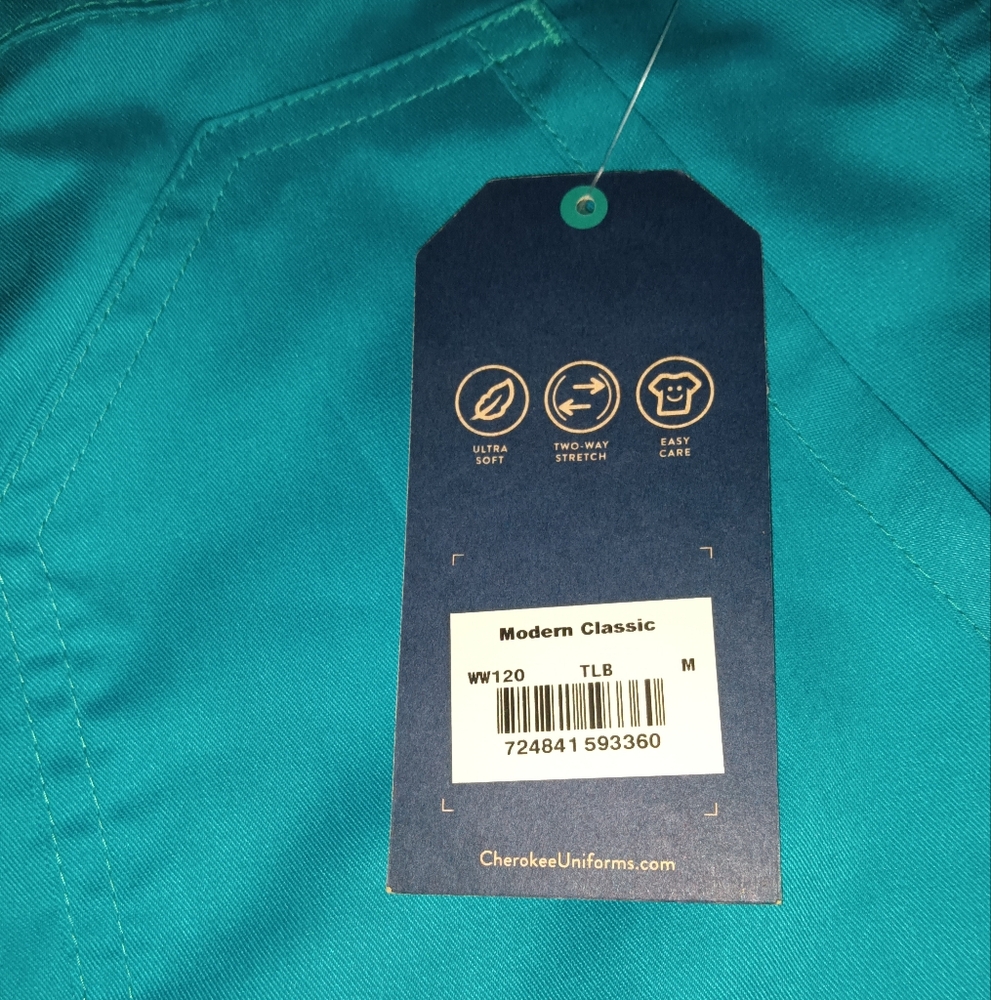 NWT Women's Cherokee Teal Wide Leg Drawstring Workwear Scrub Pants M - Picture 4 of 7
